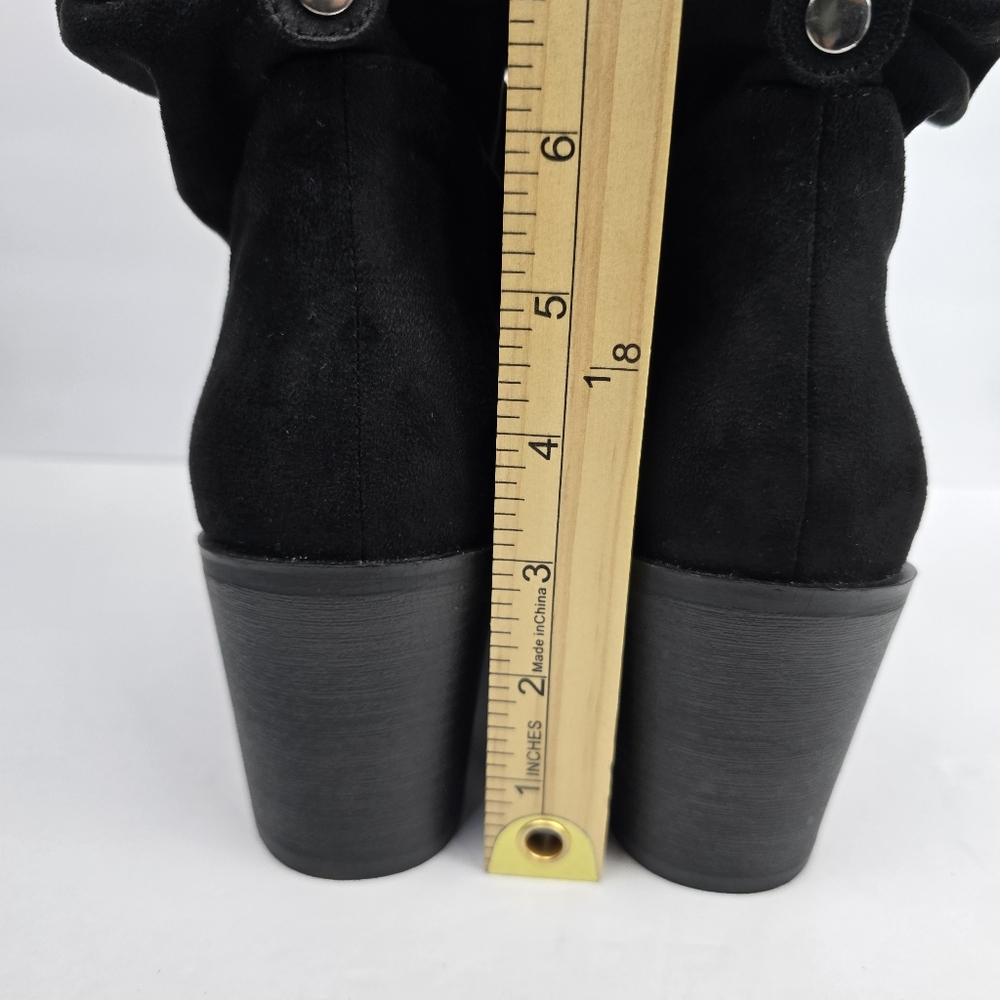 CL BY LAUNDRY Slouchy Block Heel Kalie Bootie Black Microsuede Womens Size 10 - Picture 6 of 12